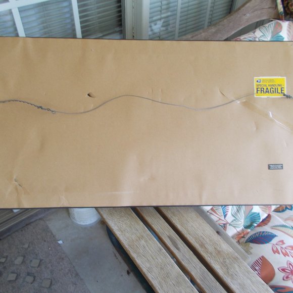 Gorgeous large aqua acrylic floral painting, framed - Picture 4 of 4